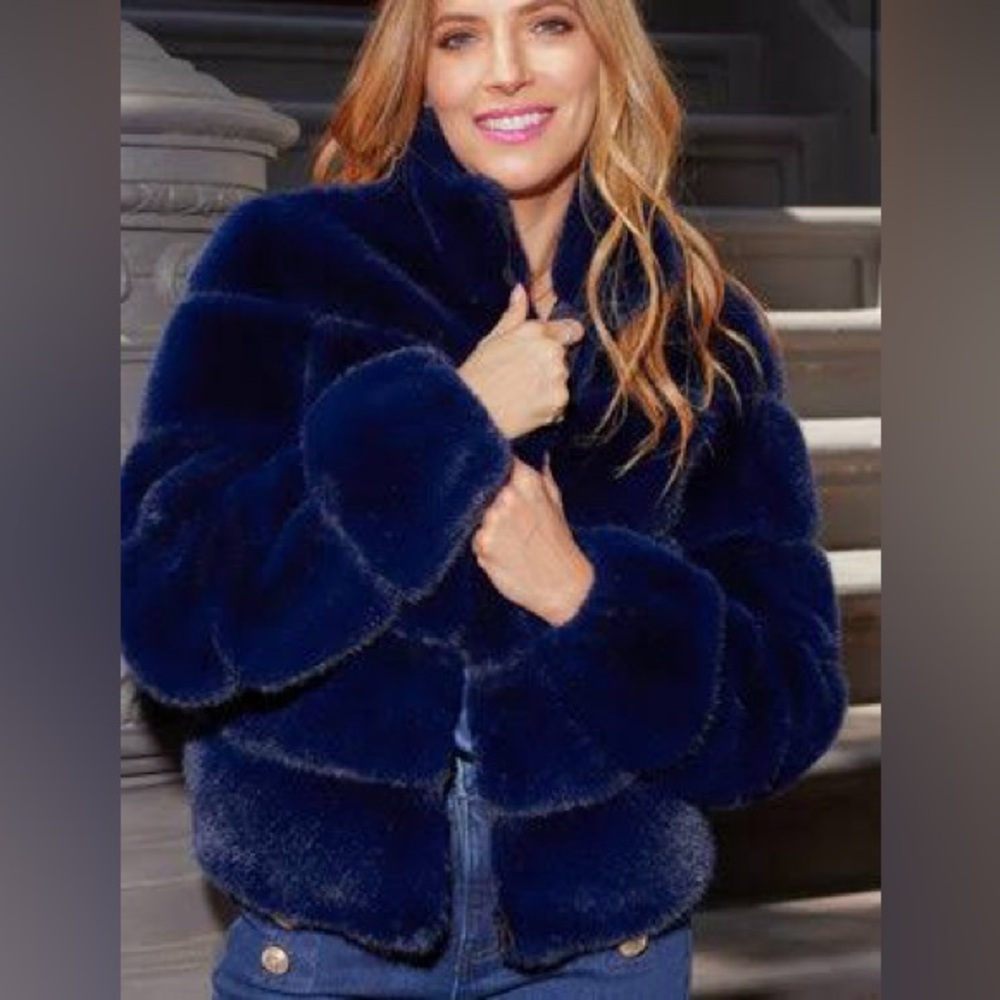 Generation Love Jodi Navy Faux Fur Jacket